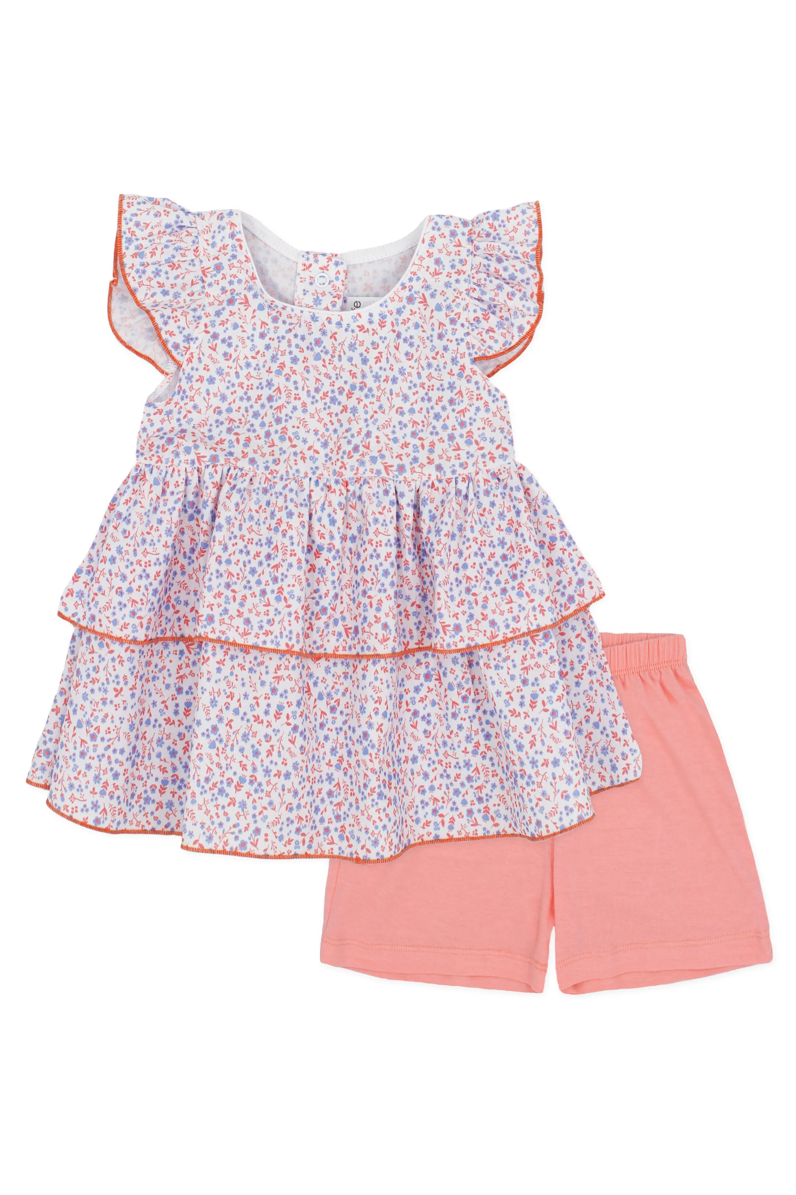 "Petal" Salmon Floral Blouse & Shorts