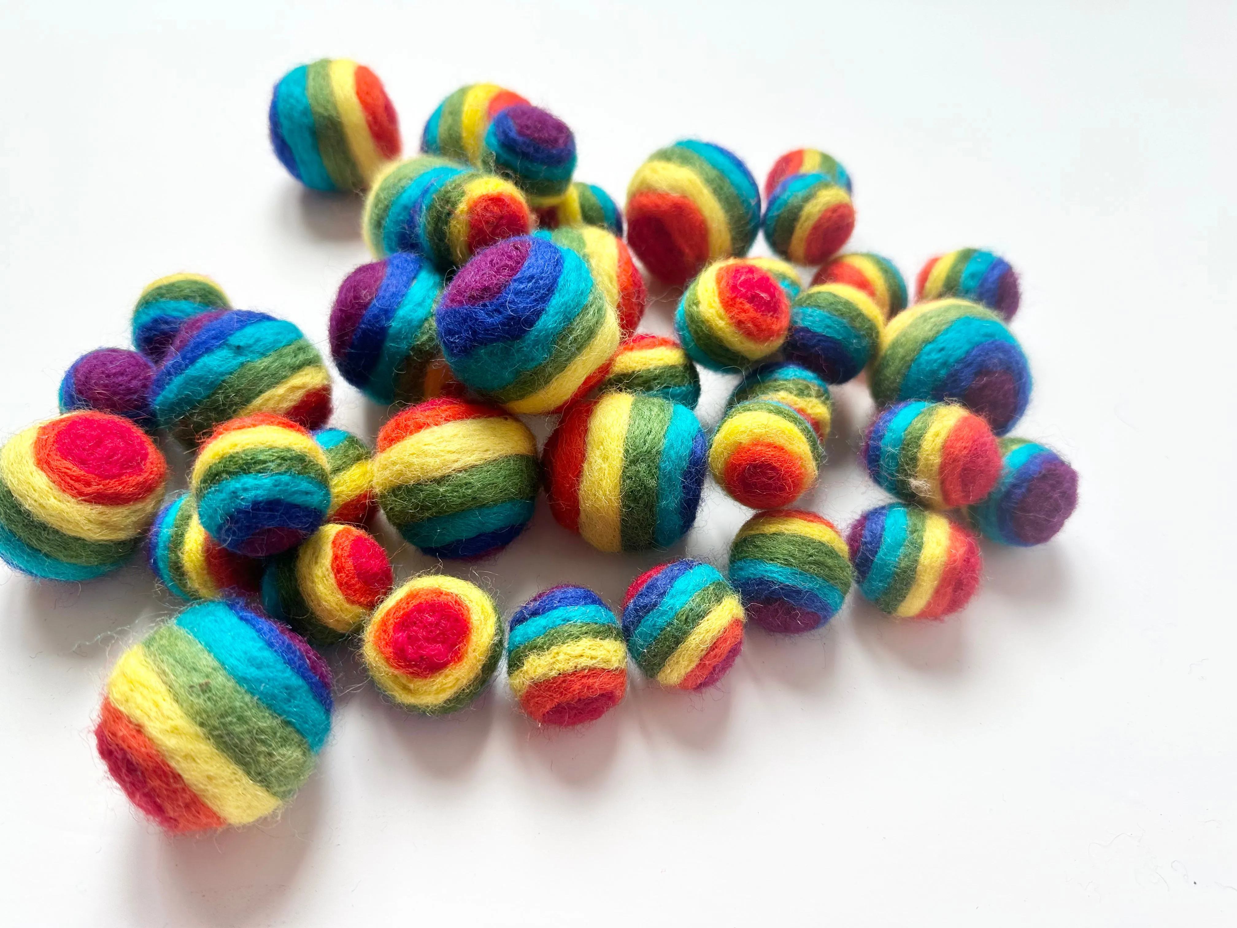 Rainbow Striped Felt Ball - 2 Sizes