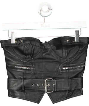 Rat & Boa Black Lia Leather Corset  With Buckle Detail UK S