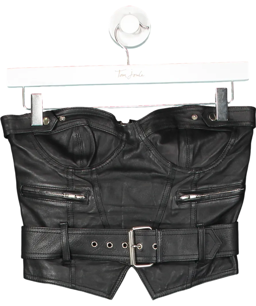 Rat & Boa Black Lia Leather Corset  With Buckle Detail UK S