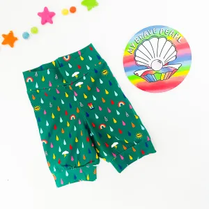Ready To Ship 3-4Y Green Raindrops Cycling Shorts