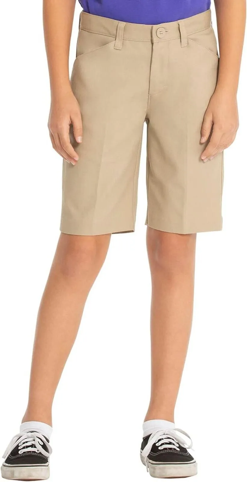 Real School Big Girls Flat Front Low Rise Short Khaki Brown 7