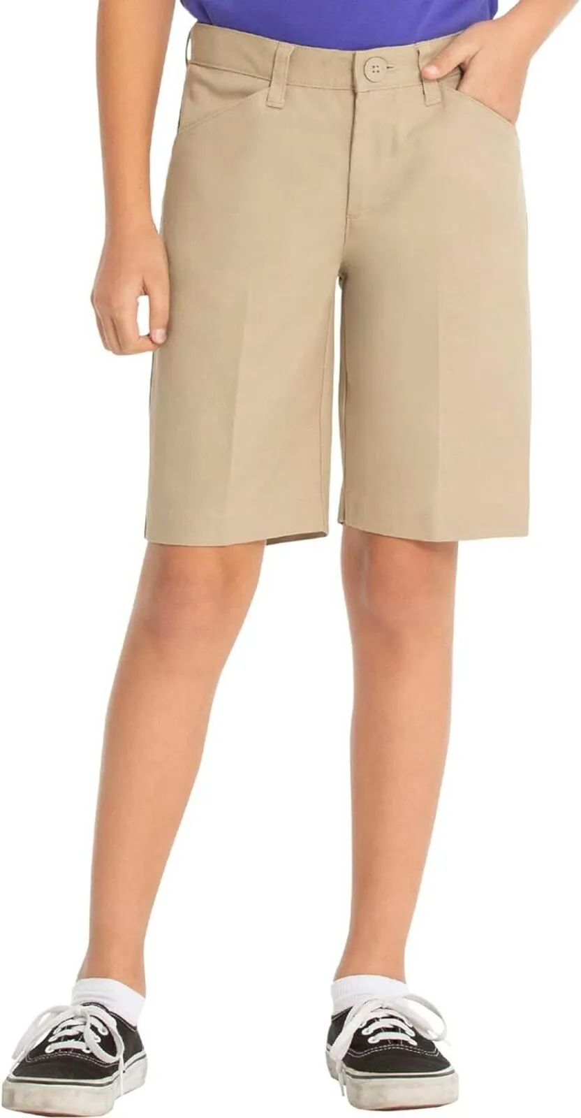 Real School Big Girls Flat Front Low Rise Short Khaki Brown 7