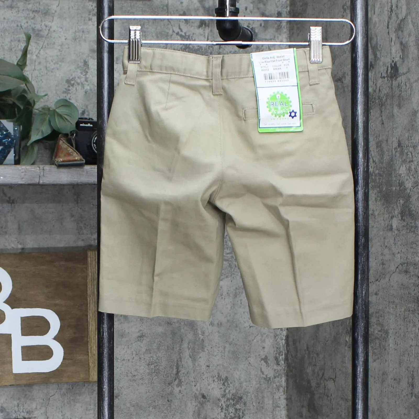 Real School Big Girls Flat Front Low Rise Short Khaki Brown 7