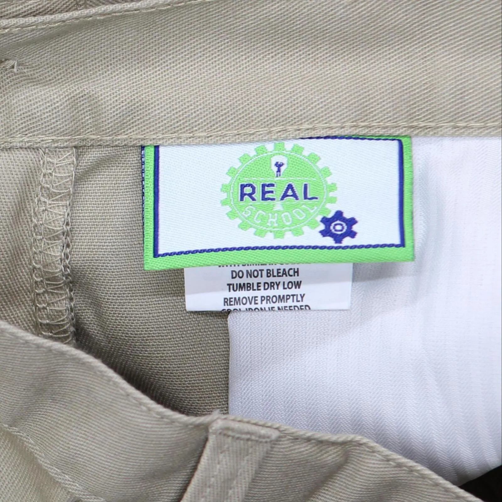 Real School Big Girls Flat Front Low Rise Short Khaki Brown 7