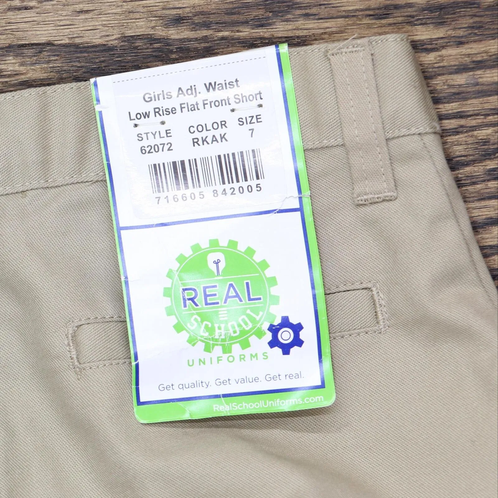 Real School Big Girls Flat Front Low Rise Short Khaki Brown 7
