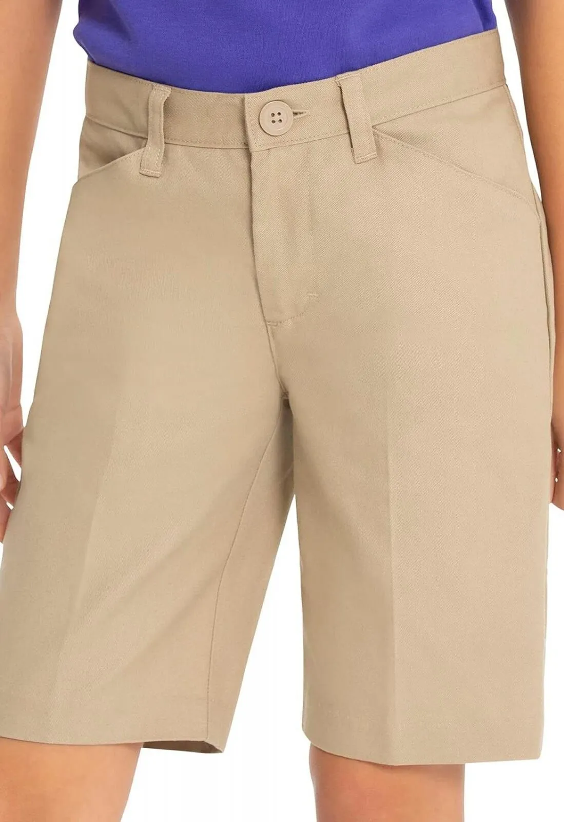 Real School Big Girls Flat Front Low Rise Short Khaki Brown 7