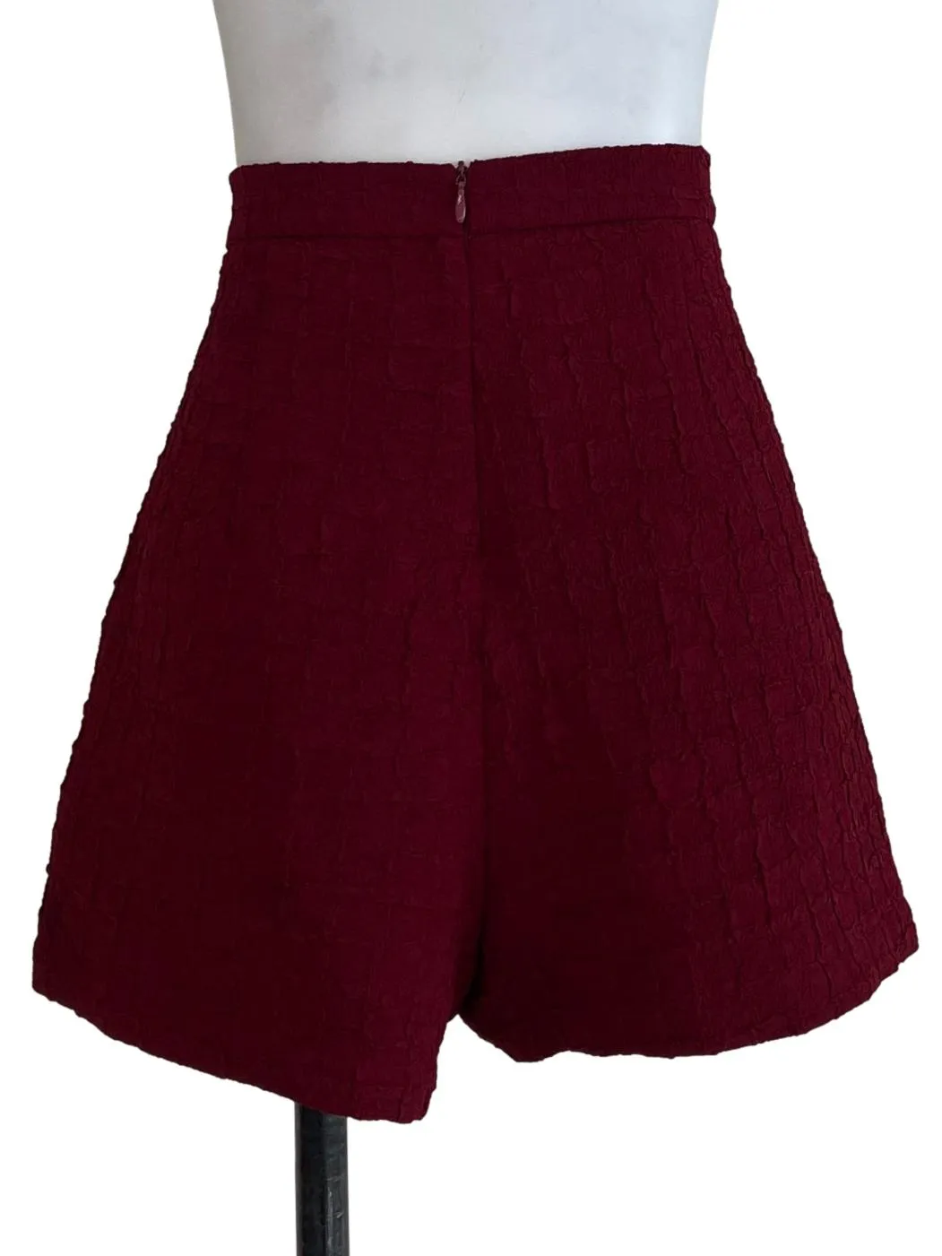 Red Nailshead Textured Shorts