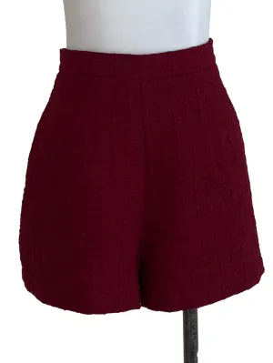 Red Nailshead Textured Shorts