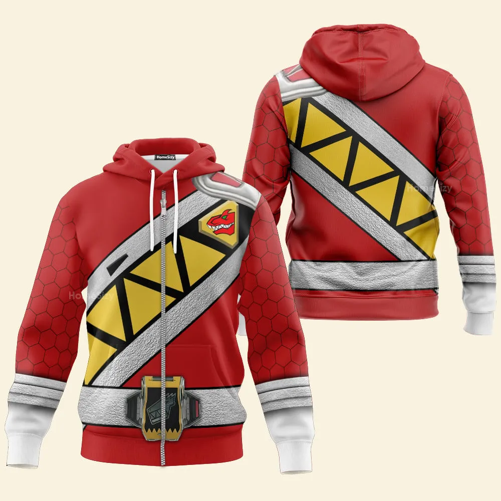 Red Power Rangers Dino Charge Hoodies Sweatshirt T-shirt Hawaiian Tracksuit PRHS39 HSQT4282