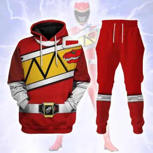 Red Power Rangers Dino Charge Hoodies Sweatshirt T-shirt Hawaiian Tracksuit PRHS39 HSQT4282