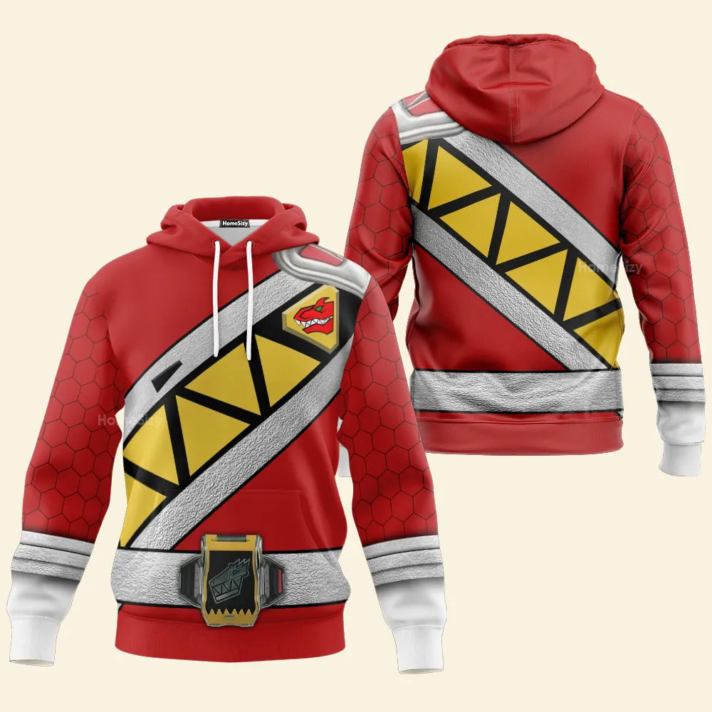 Red Power Rangers Dino Charge Hoodies Sweatshirt T-shirt Hawaiian Tracksuit PRHS39 HSQT4282