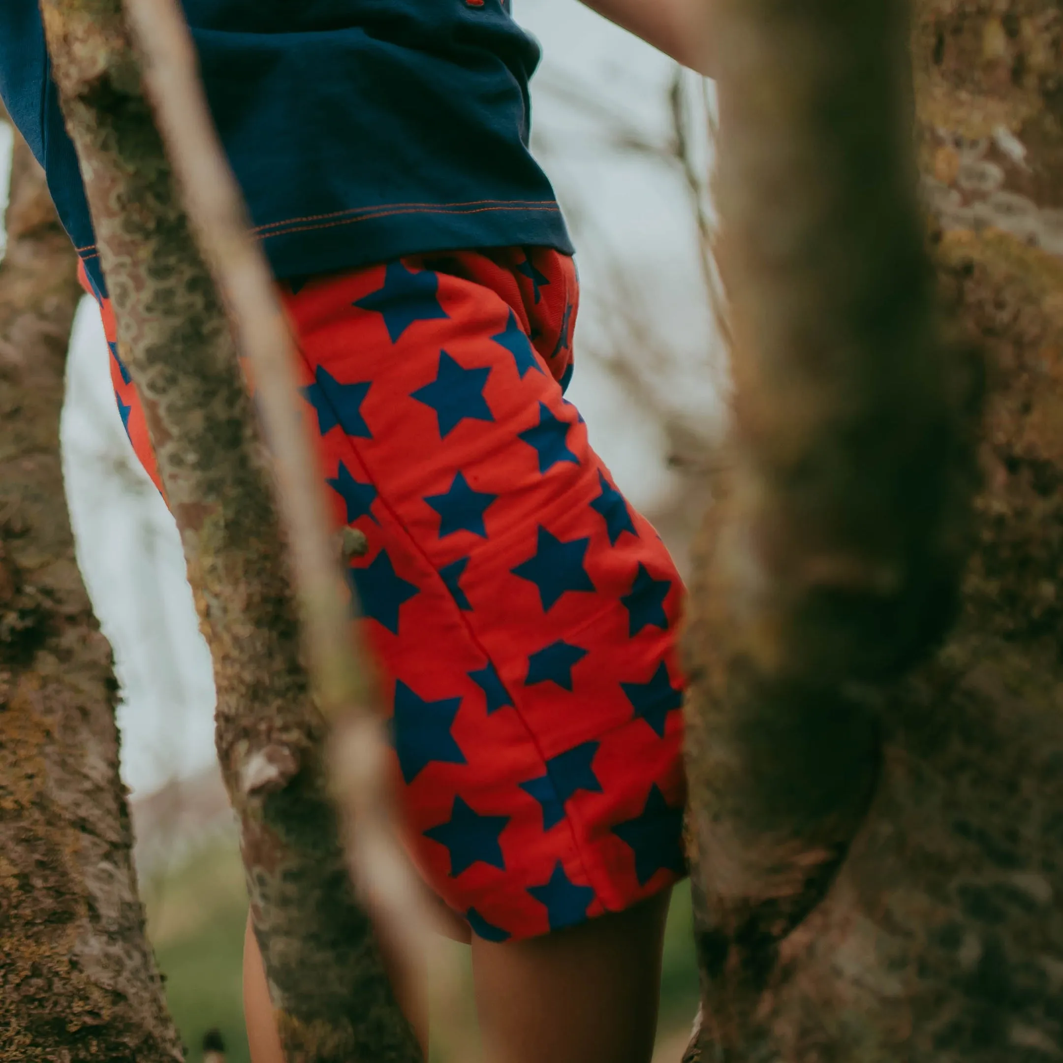 Red Star Print Shorts