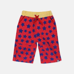 Red Star Print Shorts