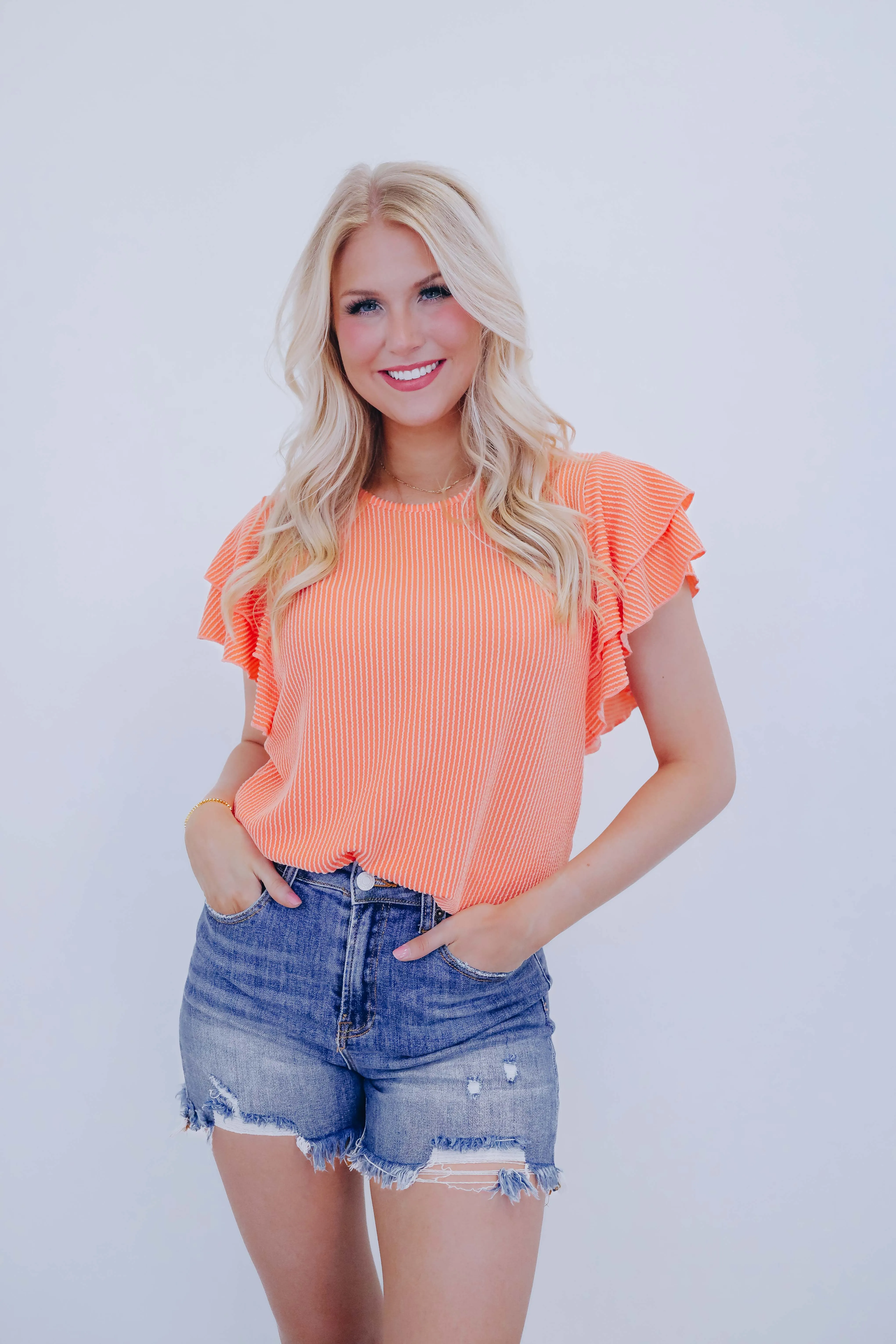 Remy Ruffle Sleeve Textured Top