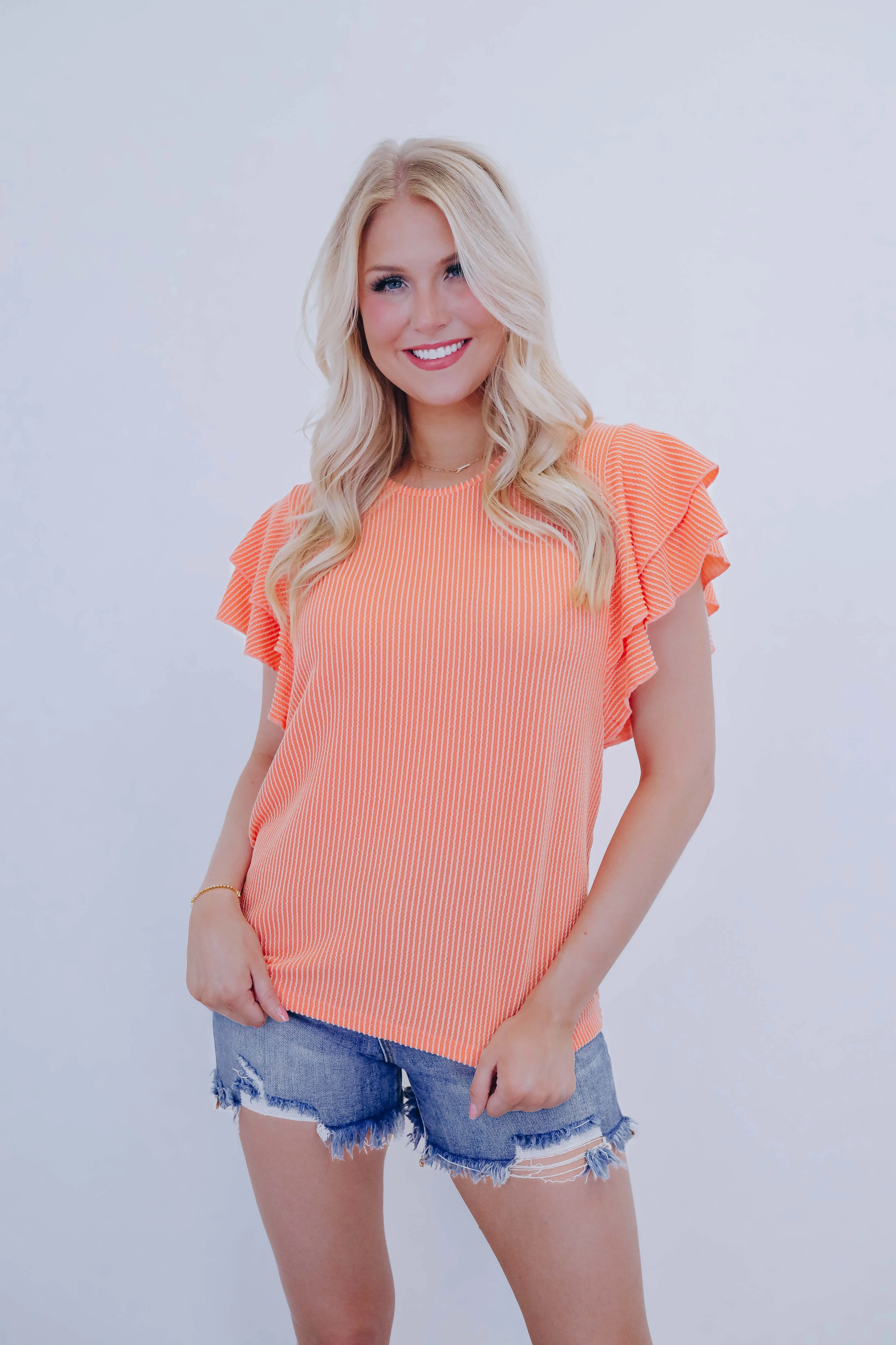 Remy Ruffle Sleeve Textured Top