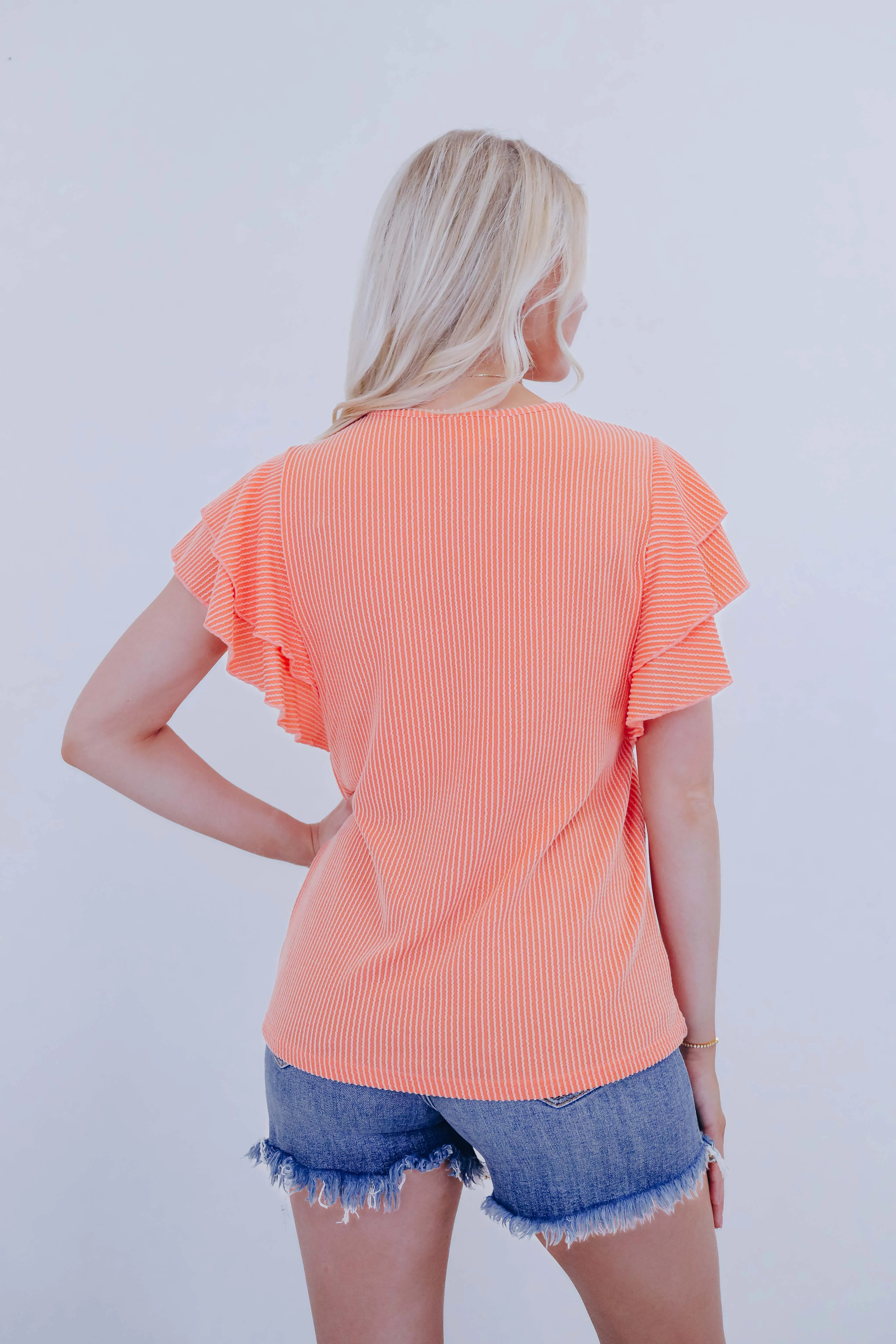 Remy Ruffle Sleeve Textured Top