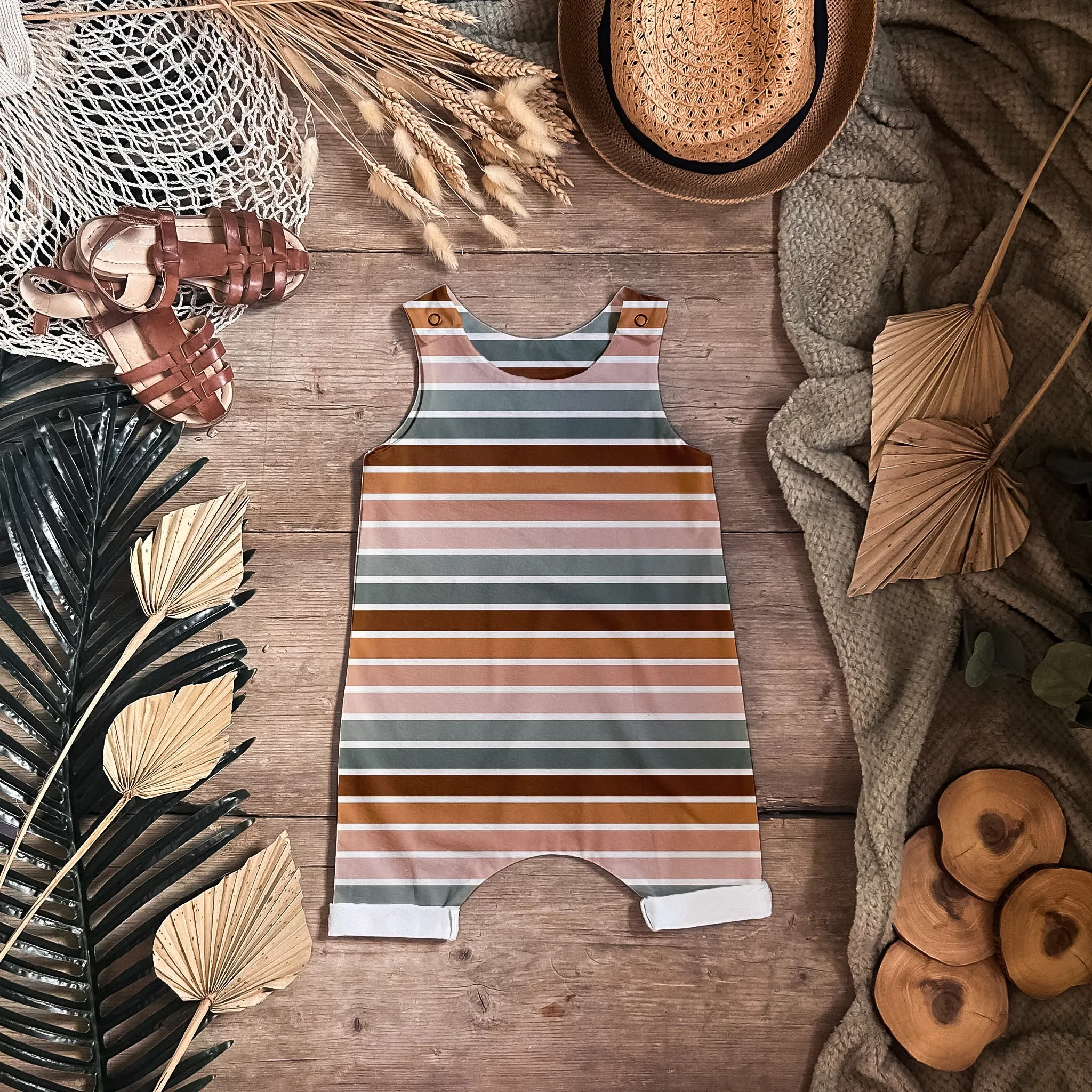 Retro Stripes Shorts Romper