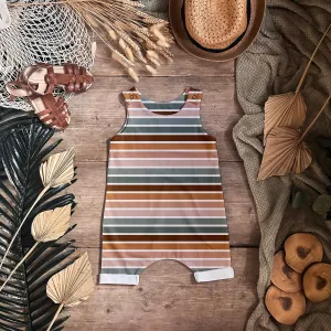 Retro Stripes Shorts Romper