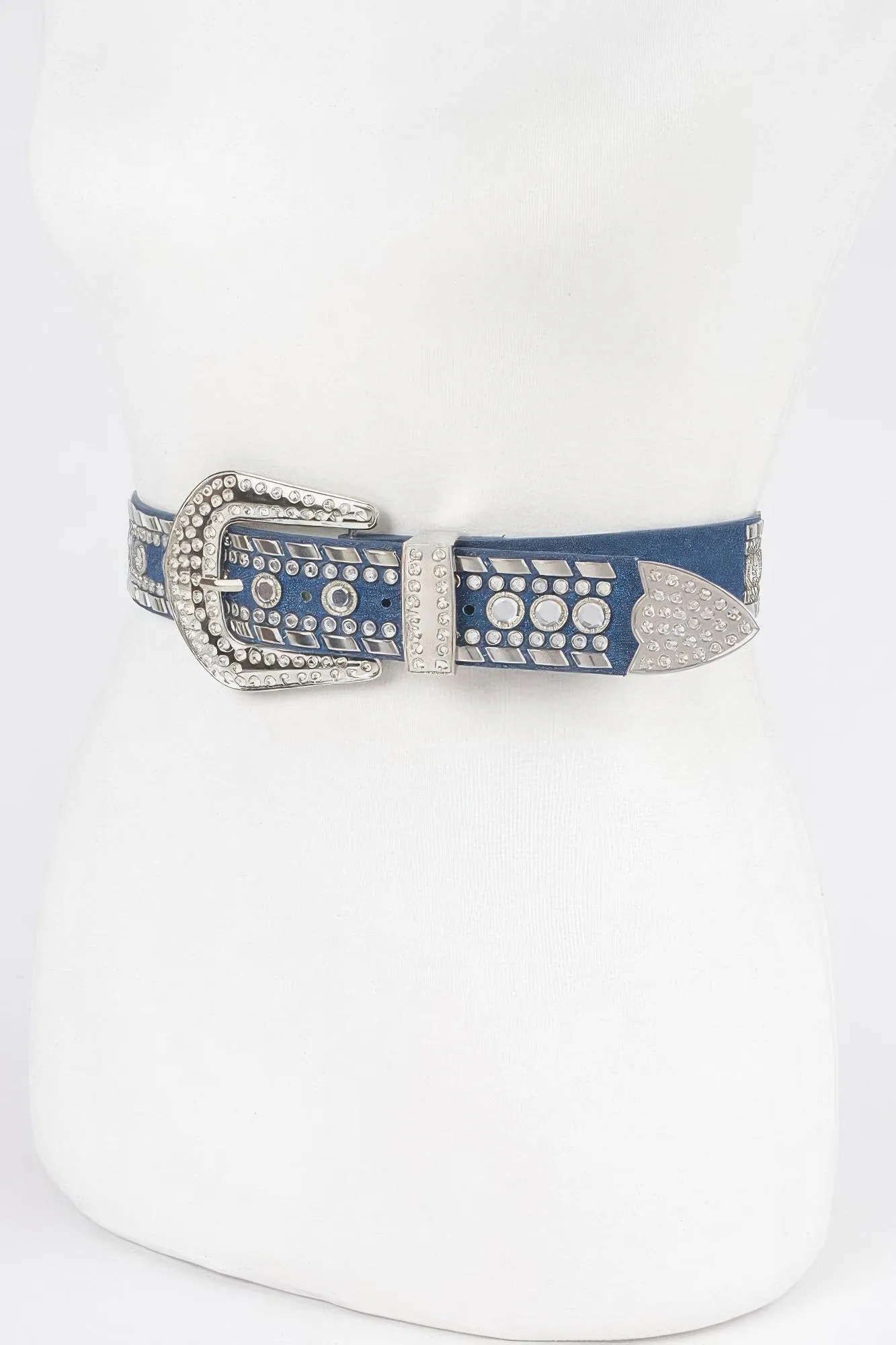 Rhinestone Metal Studded Multi Metal Belt