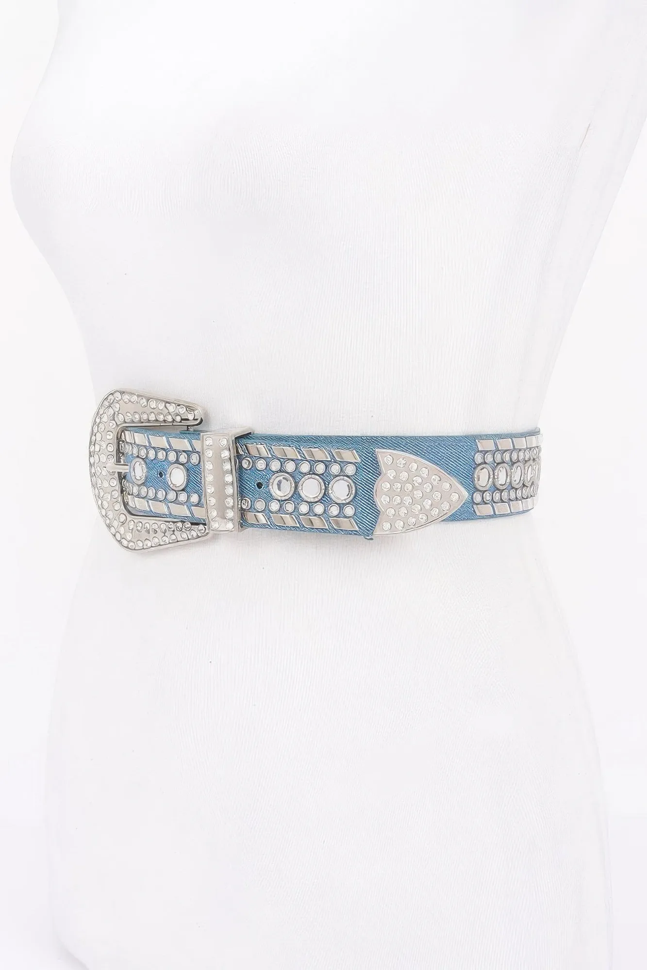 Rhinestone Metal Studded Multi Metal Belt