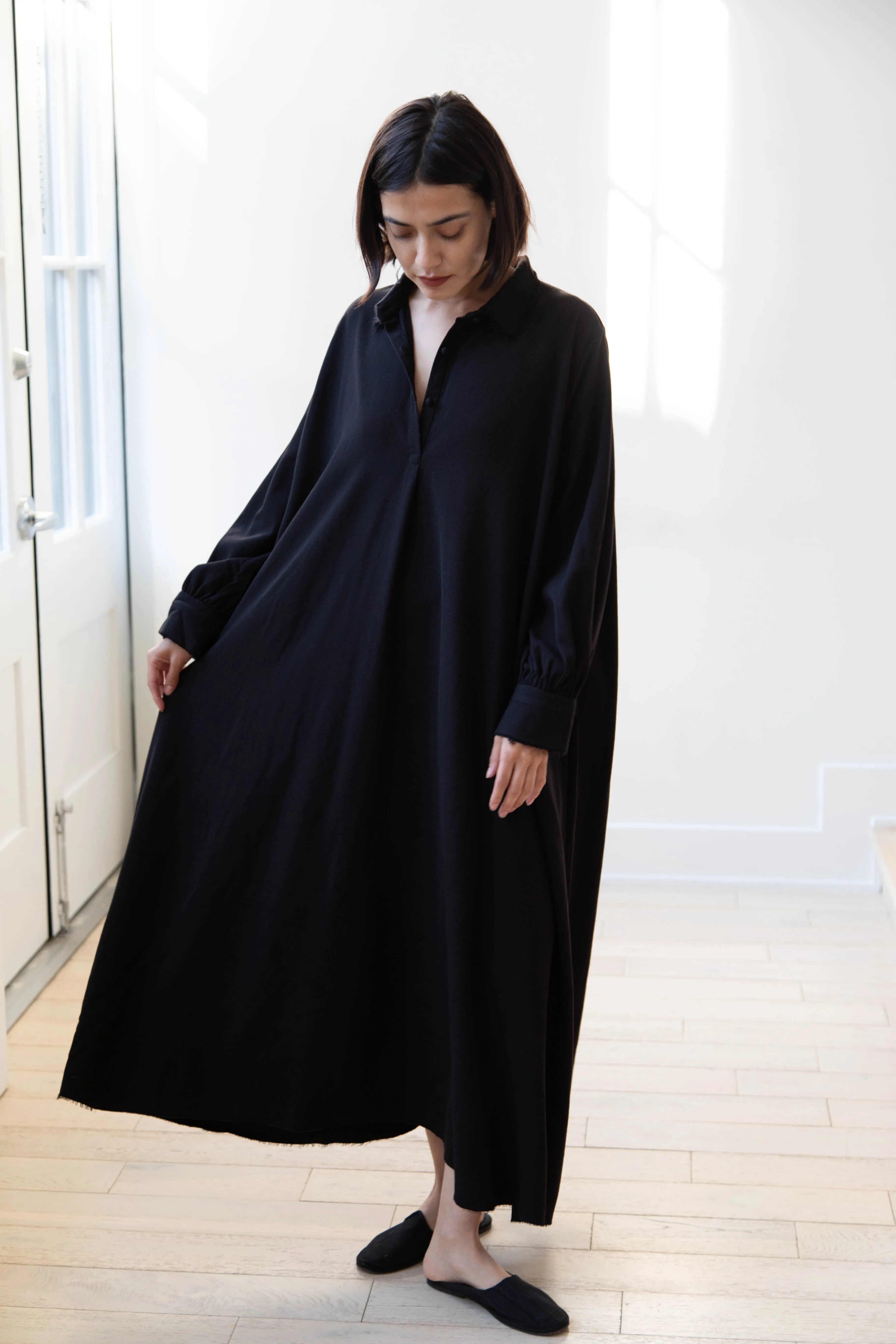 Risa Nakamura | Dress "C" in Washed Wool Gaberdine