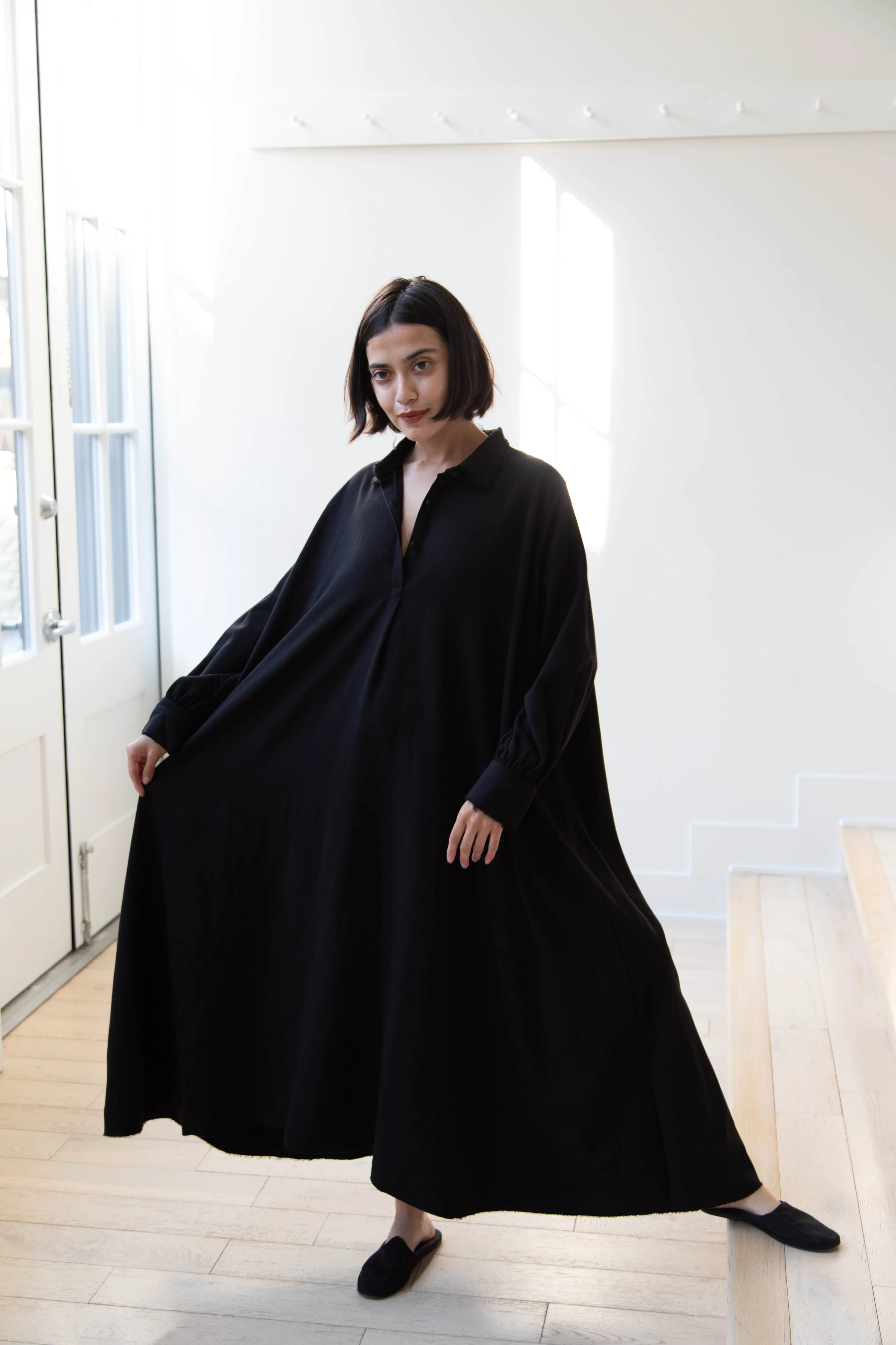 Risa Nakamura | Dress "C" in Washed Wool Gaberdine