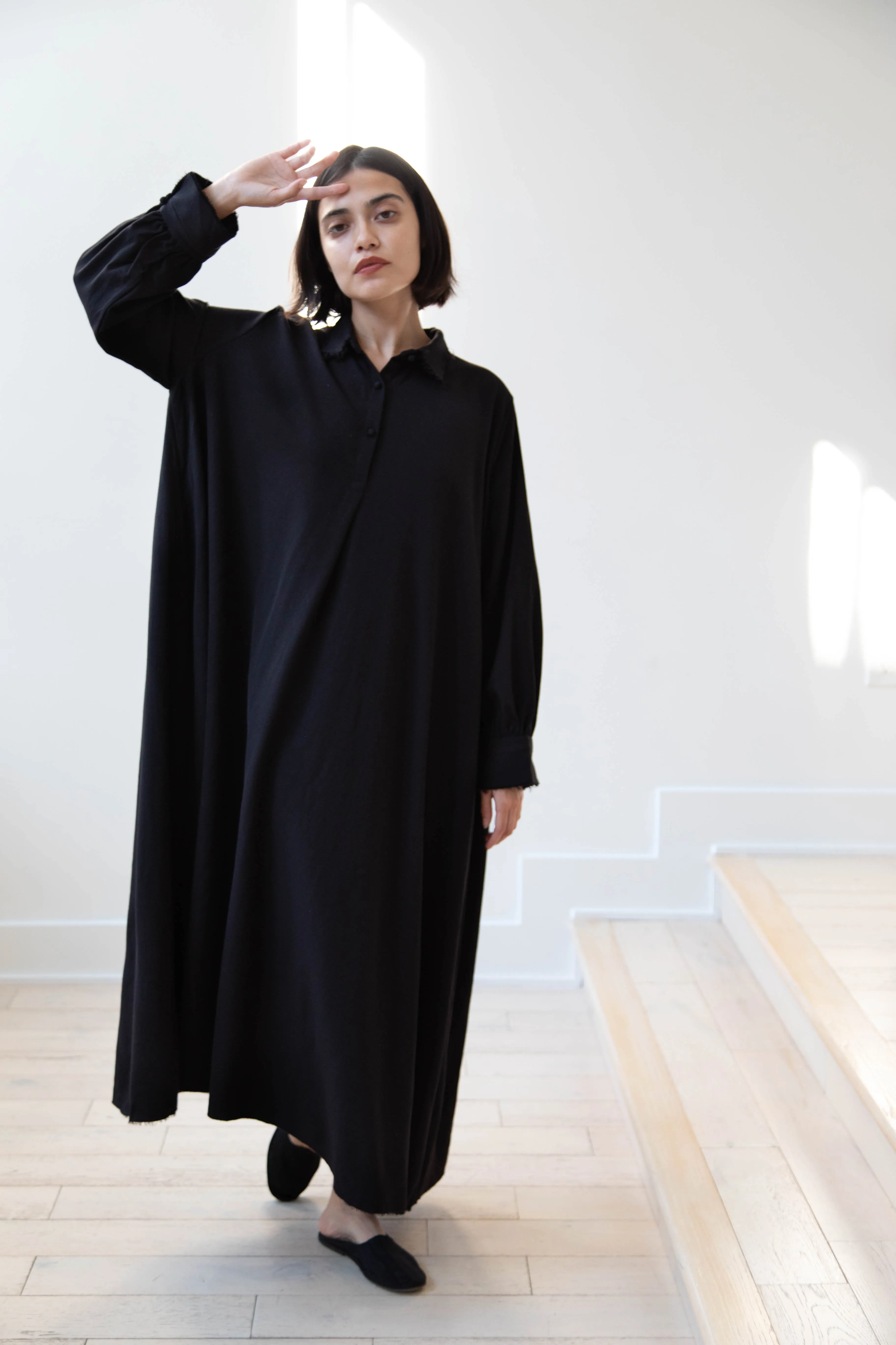 Risa Nakamura | Dress "C" in Washed Wool Gaberdine