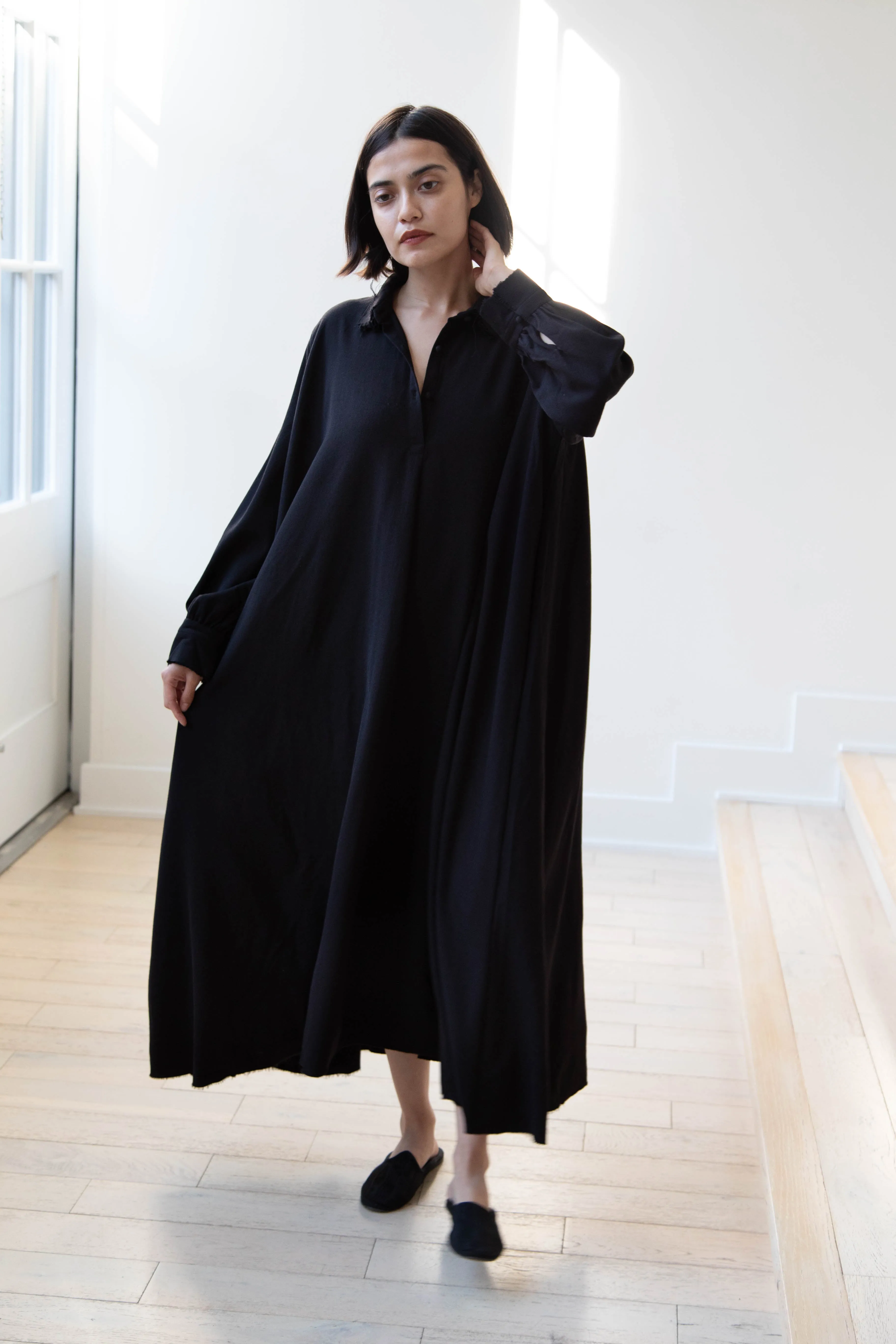 Risa Nakamura | Dress "C" in Washed Wool Gaberdine