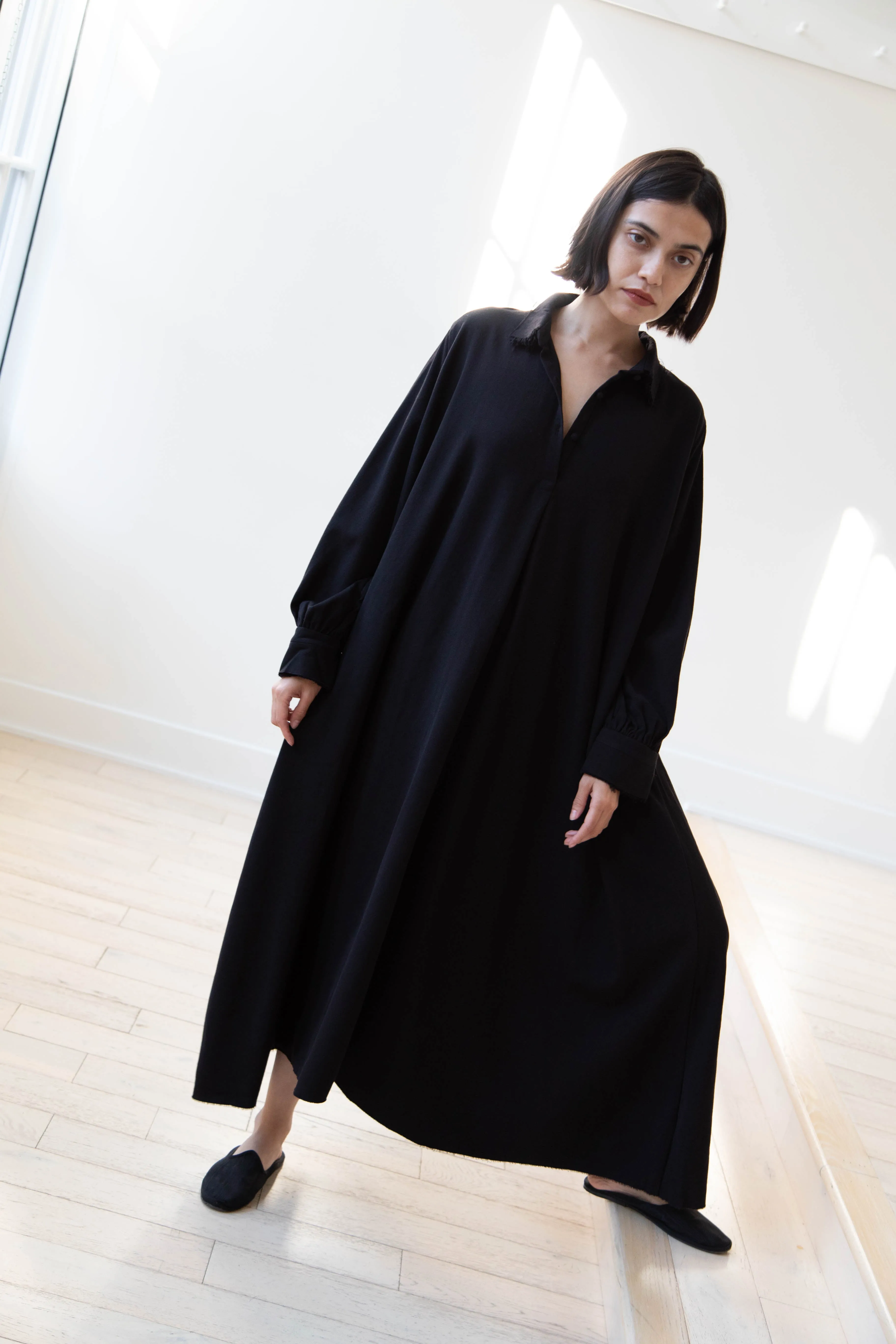 Risa Nakamura | Dress "C" in Washed Wool Gaberdine