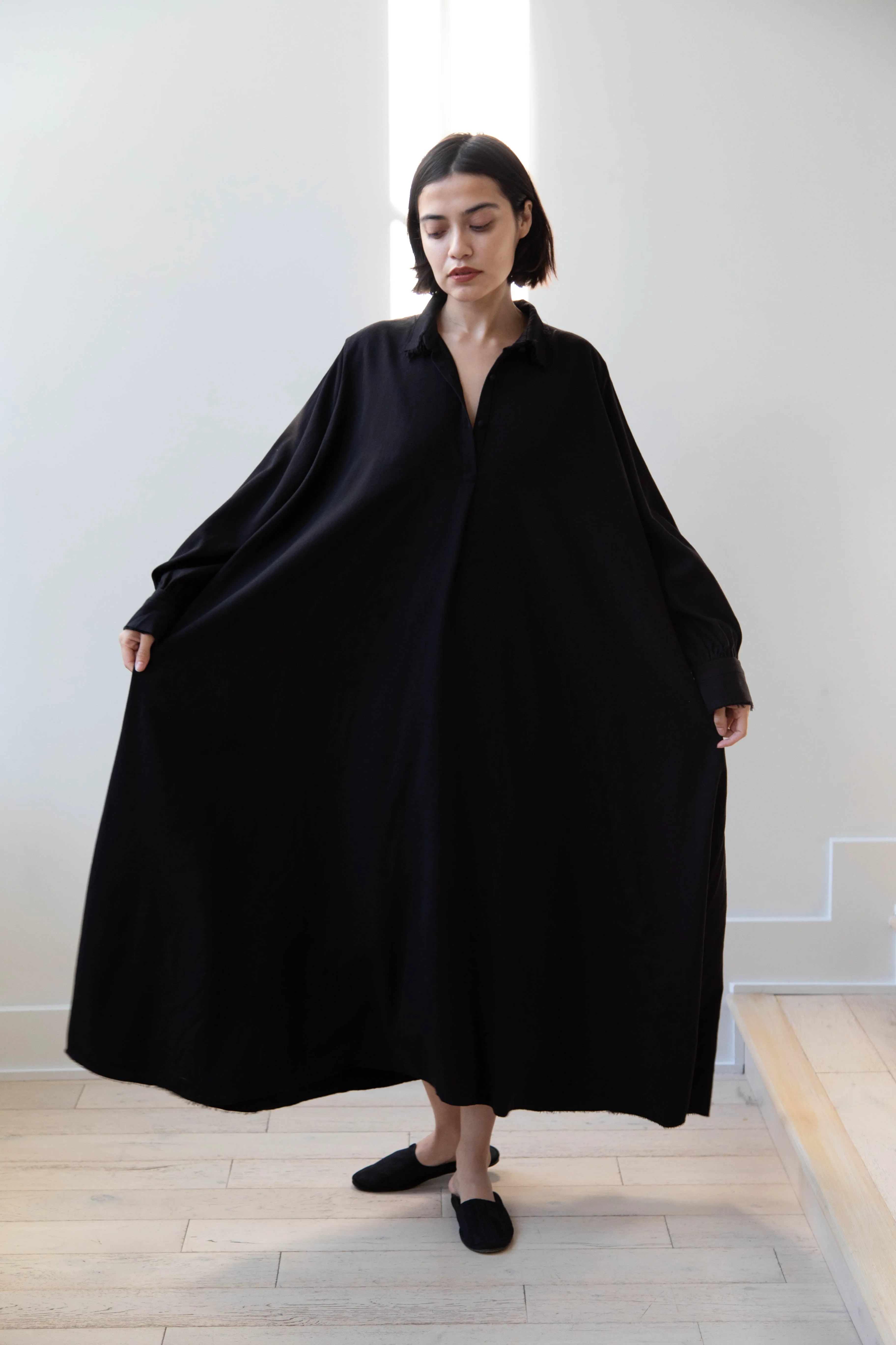 Risa Nakamura | Dress "C" in Washed Wool Gaberdine