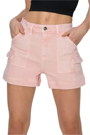 Risen Women's High Rise Cargo Pocket Shorts Soft Pink