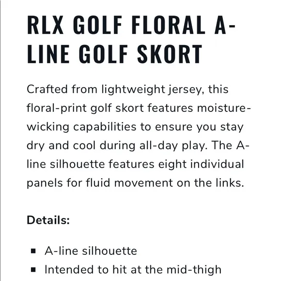 RLX Ralph Lauren Floral Print Tennis Prep Mini Skort