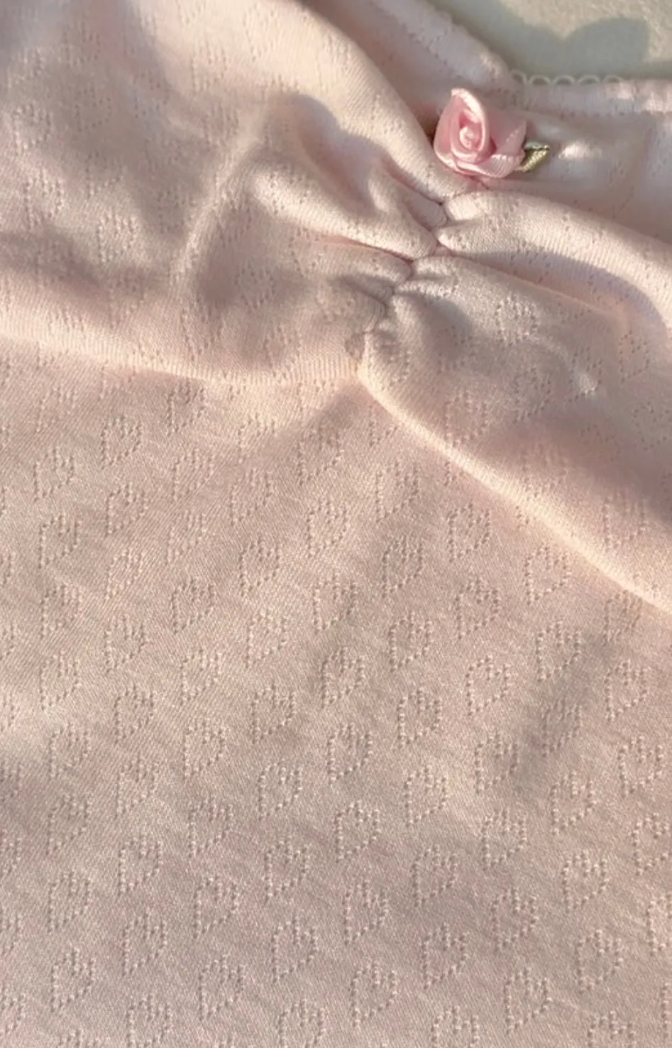 Rose Buds Cotton Fold Over Ruched Shorts (Baby Pink)