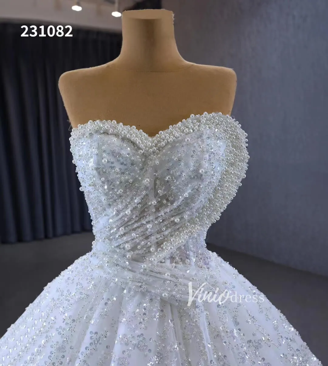 Roycebridal Gorgeous Beaded Strapless Wedding Dresses Sweetheart Neck Bridal Gown 231082