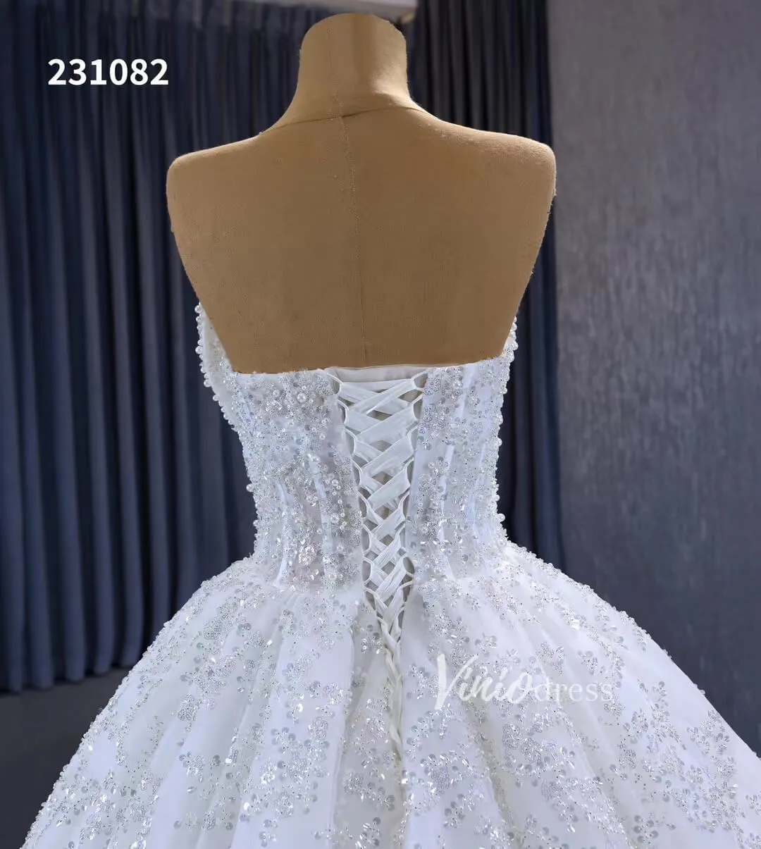 Roycebridal Gorgeous Beaded Strapless Wedding Dresses Sweetheart Neck Bridal Gown 231082