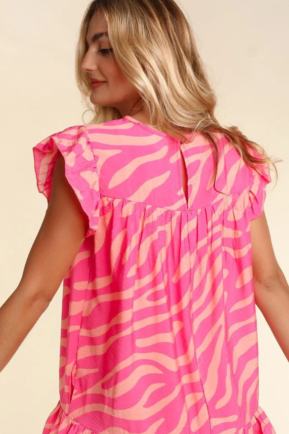 Ruffle Pink Zebra Stripe Dress