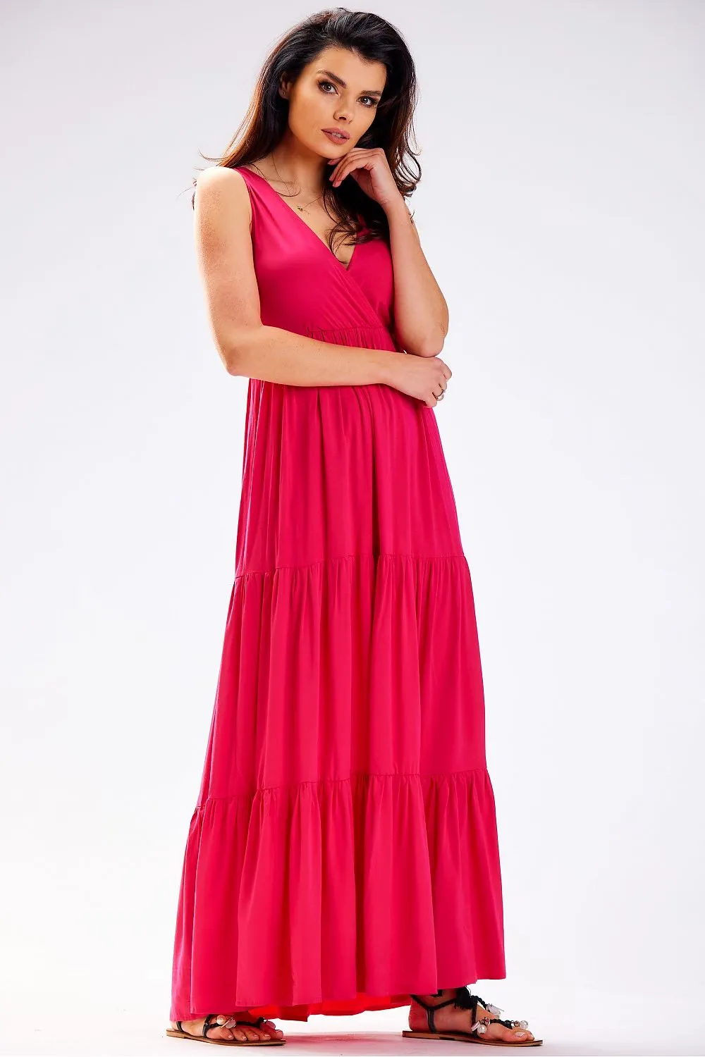 Ruffled Hem Oversized Viscose Dress