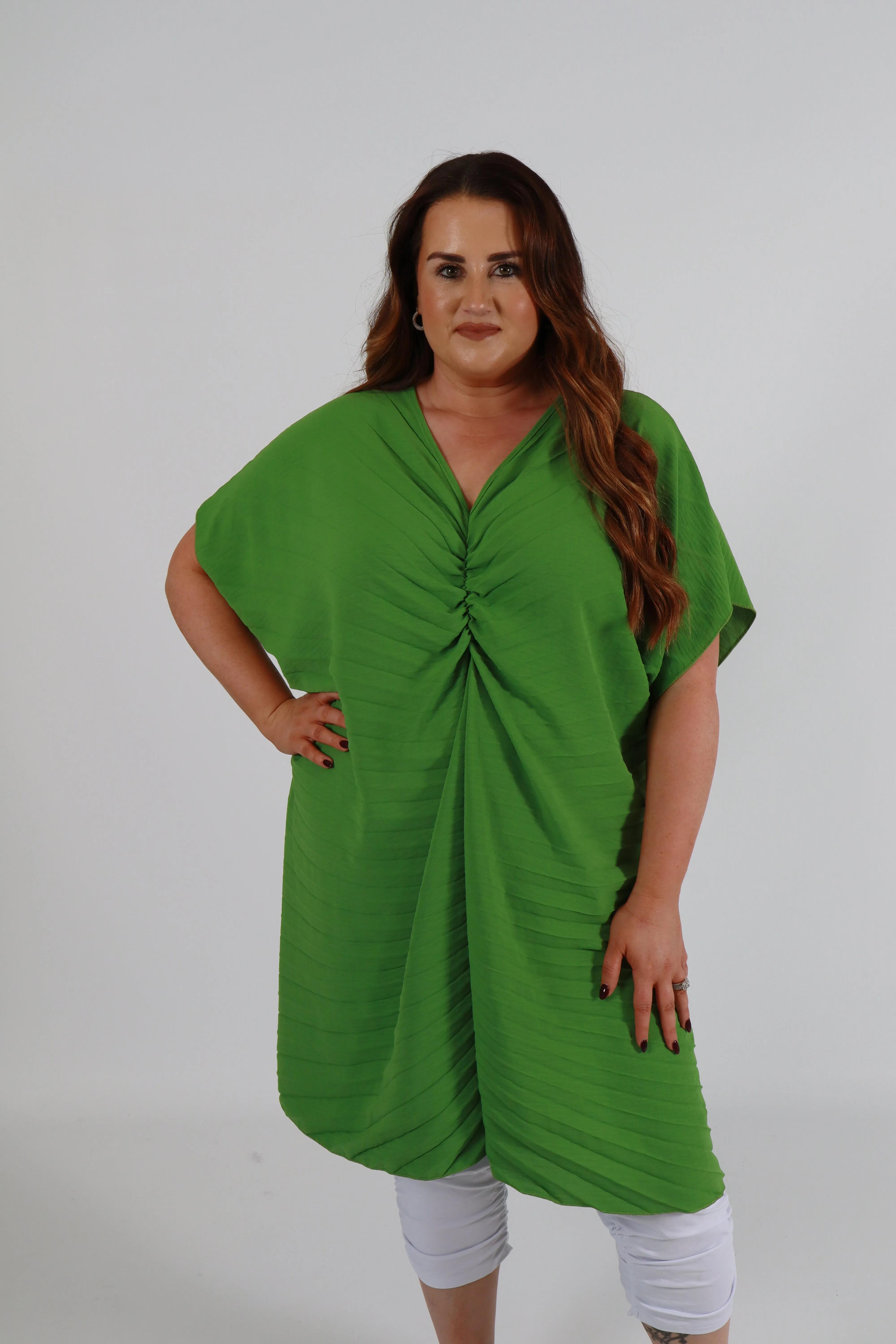 Sadhbh Pleated Oversized Tunic in Green
