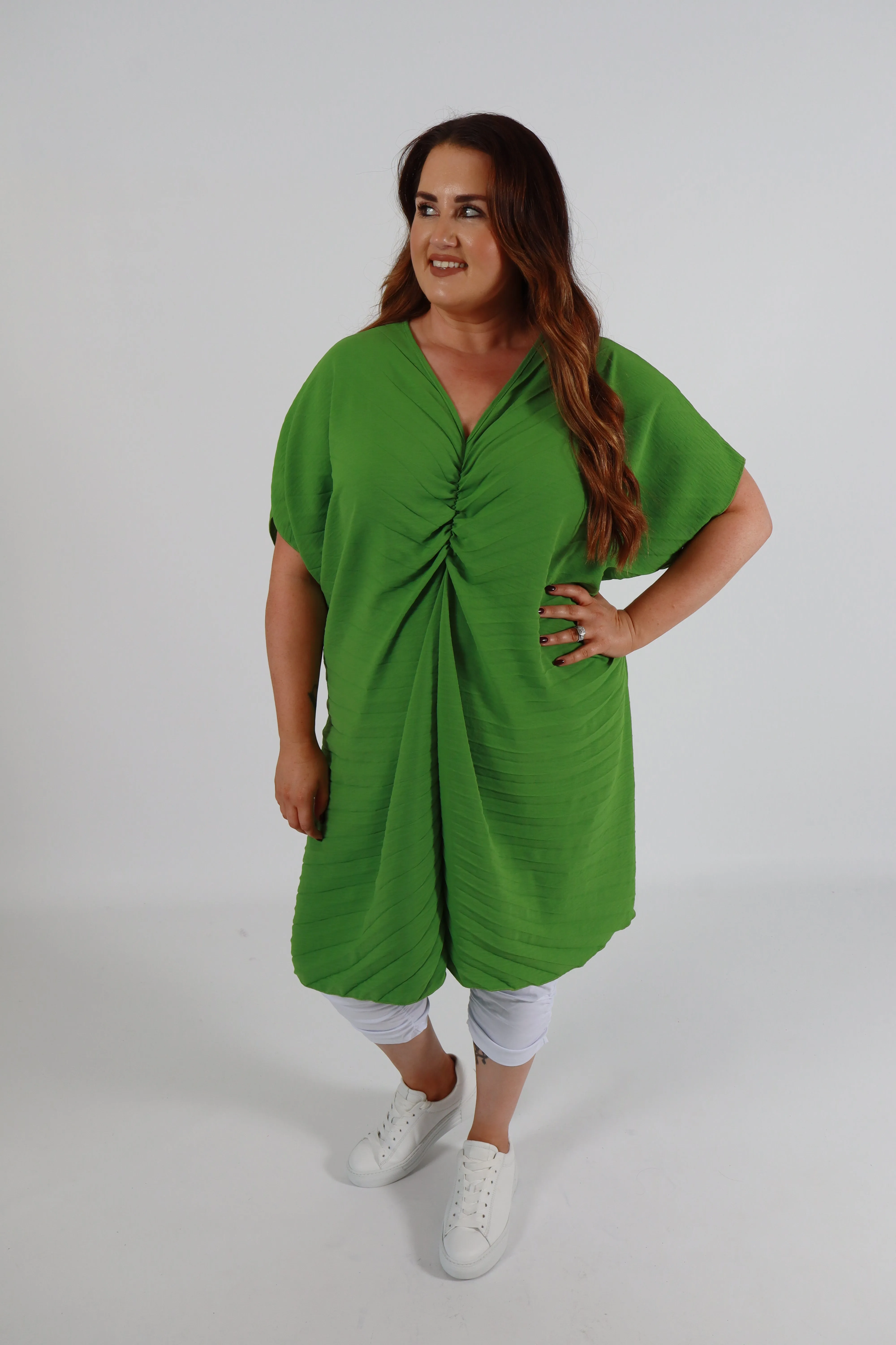 Sadhbh Pleated Oversized Tunic in Green