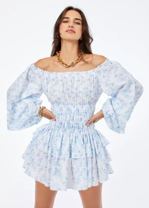 Sage Dress (Blue Watercolor Floral)