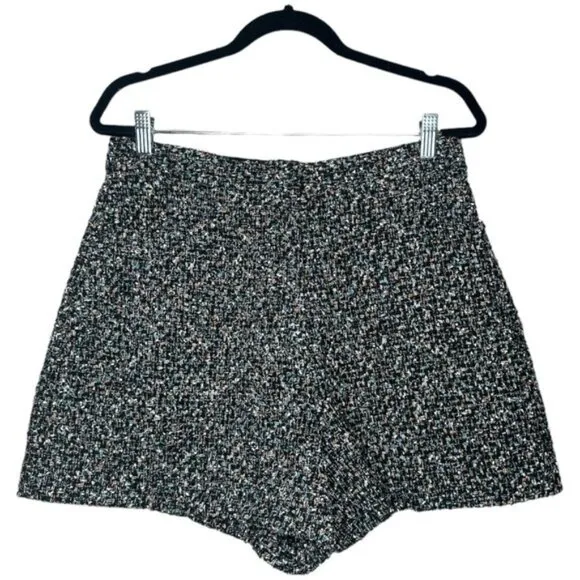 Sandro Space Tweed Wide Leg Textured Shorts Size 42
