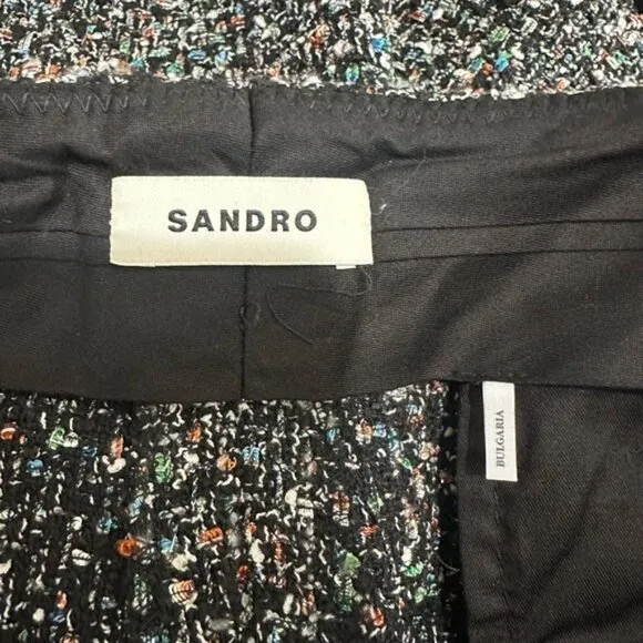 Sandro Space Tweed Wide Leg Textured Shorts Size 42