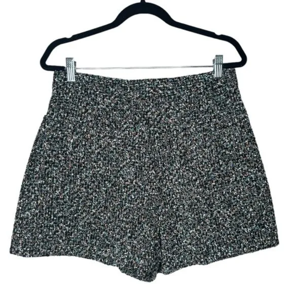 Sandro Space Tweed Wide Leg Textured Shorts Size 42