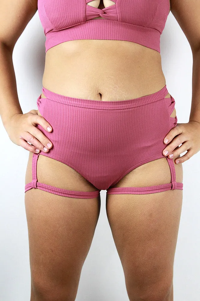 Sasha Mid Waist Garter Short – Dusty Pink