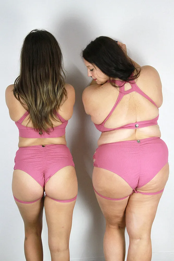Sasha Mid Waist Garter Short – Dusty Pink