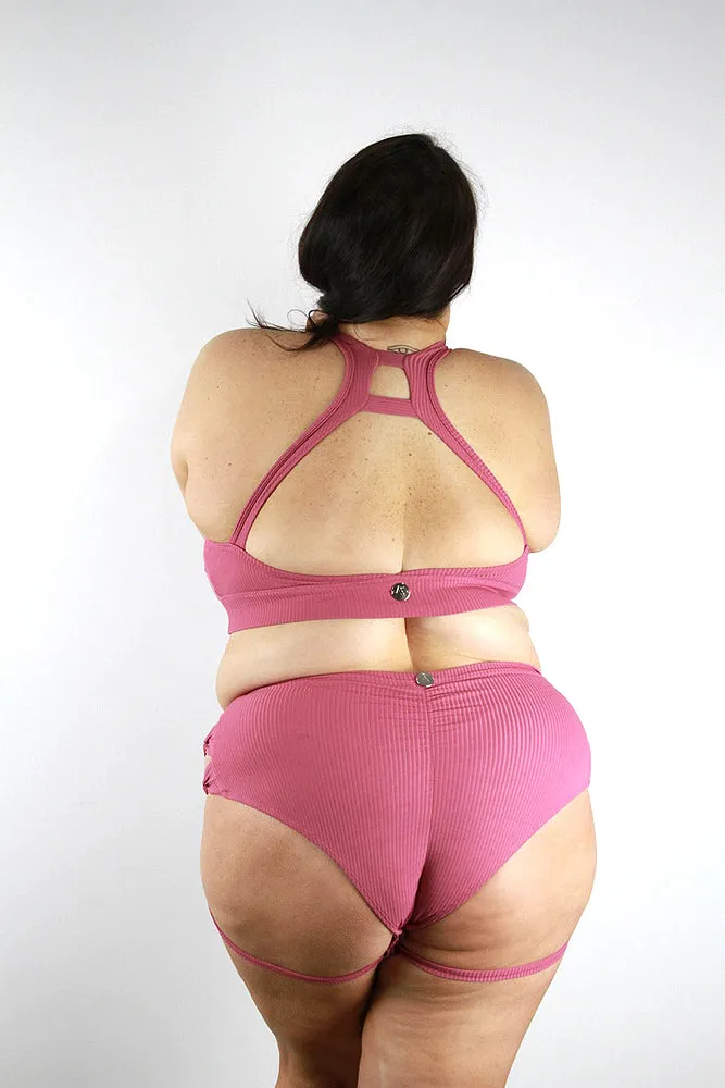 Sasha Mid Waist Garter Short – Dusty Pink