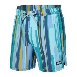 Saxx Mens Oh Buoy Stretch Volley 5" Swim Short - Soft Stripe - Aqua Splash