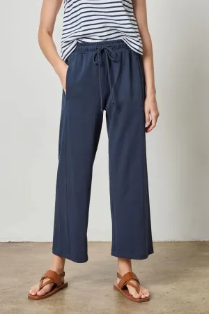 Seamed Wide Leg Pant in Dark Navy