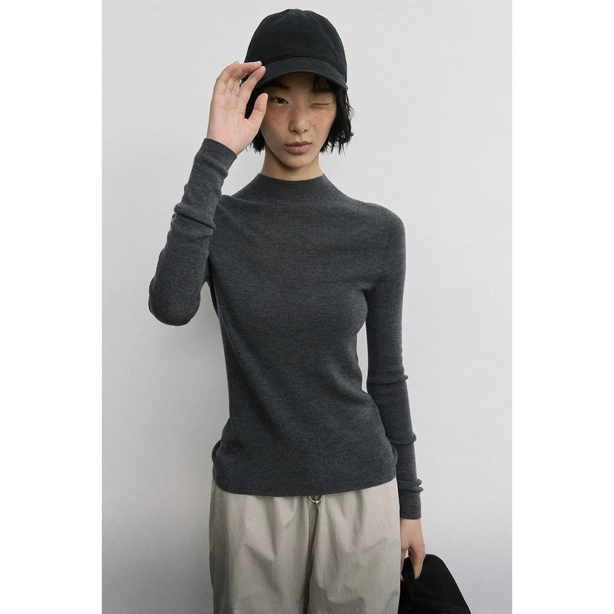 Seamless Wool Turtleneck Sweater